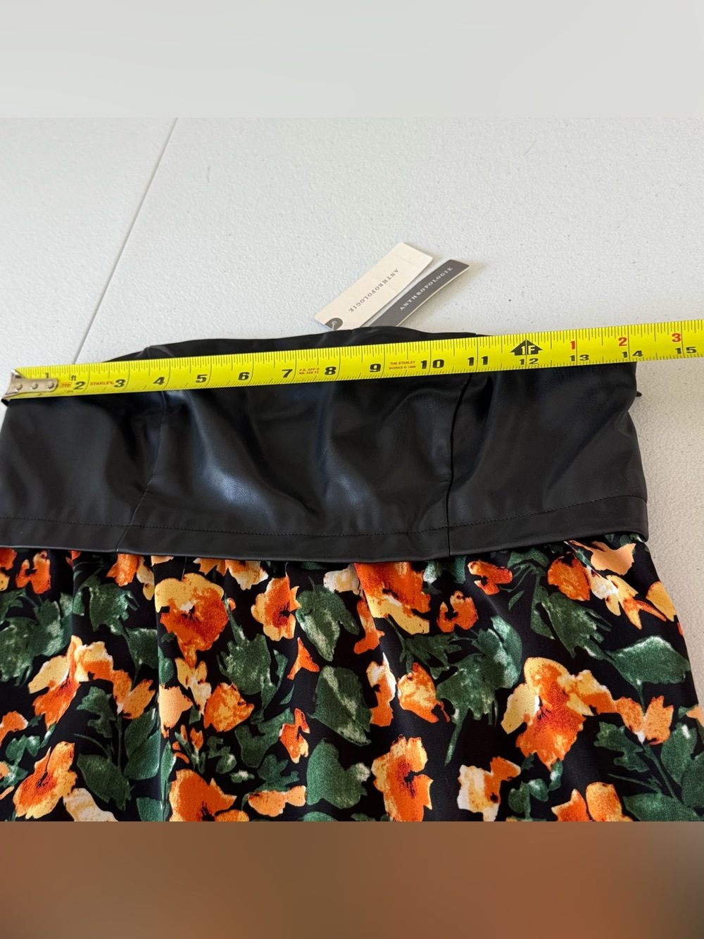 Anthropologie X Mare Mare Faux Leather Maxi Dress Floral New Size XS Strapless - Picture 13 of 16
